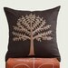 Beige Tree Throw Pillow Cover, Dark Brown Linen Pillow Cover with Beige Tree Embroidery, Decorative Pillow For Couch, Pillow Case 18 x 18