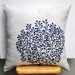 Coral Fan Throw Pillow Cover, Decorative Pillow Cover 18 x 18, Linen Pillow with Navy Blue Coral, Nautical Pillow Case, Blue Coral Cushion