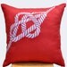 Nautical Rope Decorative Pillow Cover, Throw Pillow Cover 18 x 18, White Rope on Red Orange Linen Pillow, Cushion Cover, Orange Pillow Cover