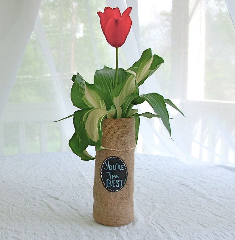 Burlap Bottle Gift Bag to personalize over and over again