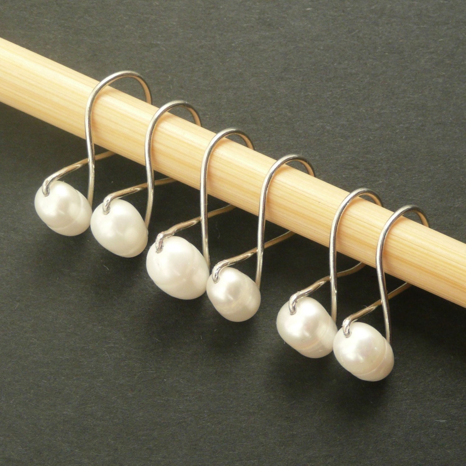 White Freshwater Pearl Infinity Ring Stitch Markers