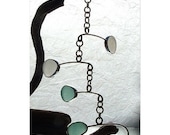 White and Aqua Sea Glass Mobile--AutoMobile