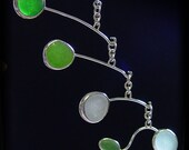 Shades of Green, Aqua and White Sea Glass Mobile--AutoMobile
