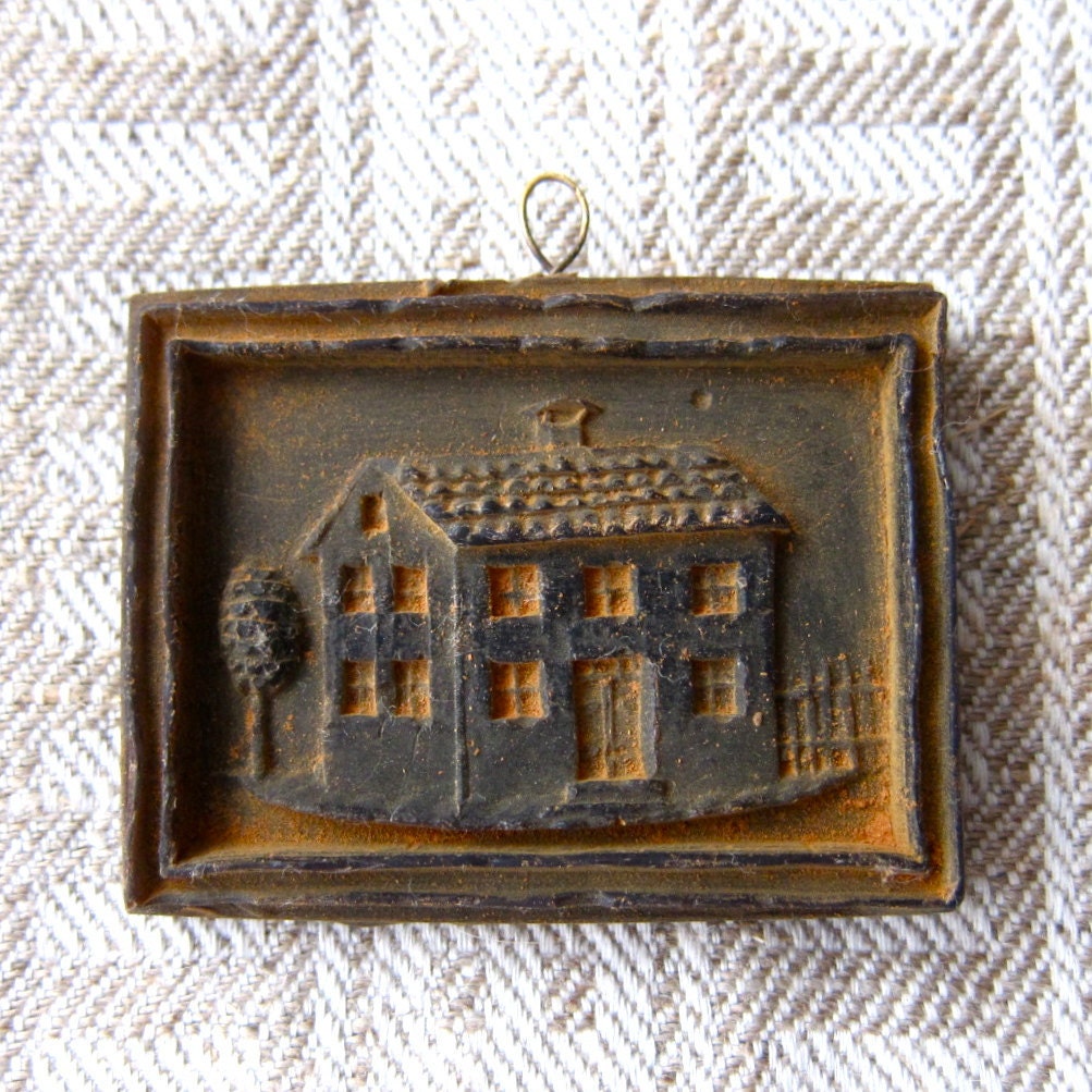 Primitive House Cast Beeswax Very Detailed Black Ornament