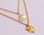 Lotus Double Strand Swarovski Necklace - Golden Shadow Swarovski on 14kt Gold Filled