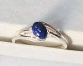 Lapis Lazuli Sterling Silver Ring - Navy Blue Gemstone Cabachon
