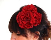 Scarlet Rosette Fascinator or Hair Comb- Bridal Collection
