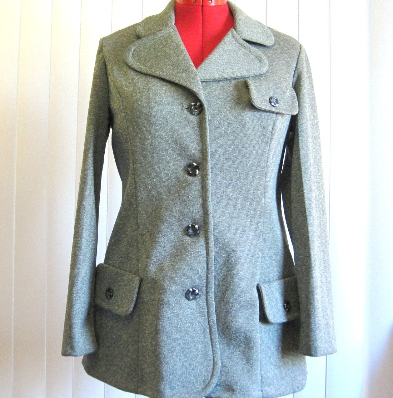 1970s  Versatile Grey Polyester Jacket  for  the Office or Those Cool Fall Nights