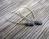 Labrodorite and sterling silver earrings- hand forged ear wires- gray skies