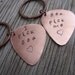 Hand stamped copper guitar pick key chain- great custom gift