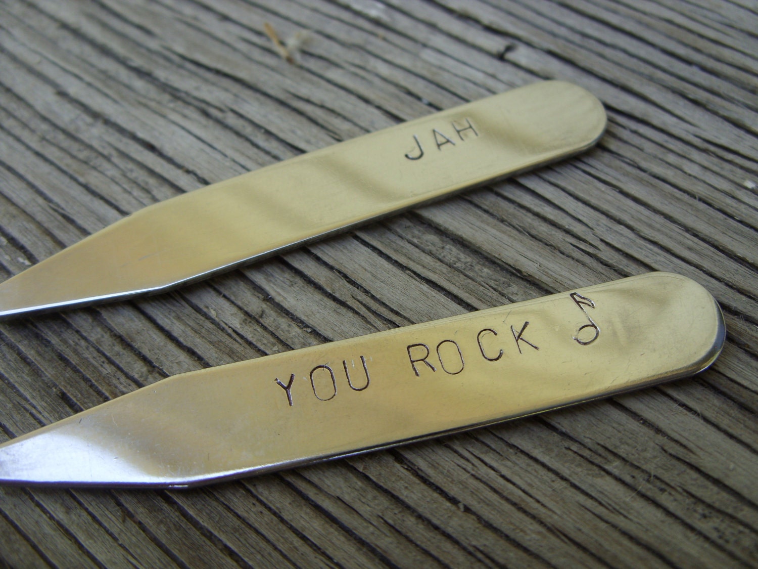 Hand stamped stainless steel collar stays Love you Dad 2.5 inch medium 1mm thick ready to ship