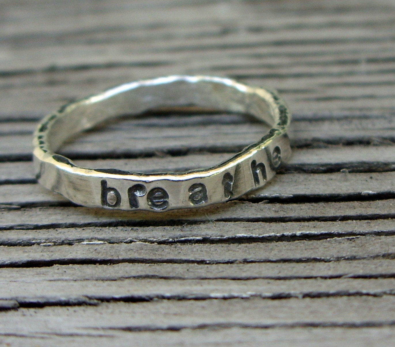 Made to order- ONE 3mm fine silver stacker ring- hand stamped with your choice of phrase-words