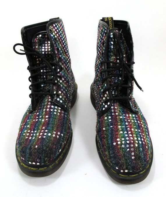 Vintage Doc Martens  8 Hole Boots Rainbow Disco Ball Size 10 US ladies