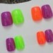 Made To Order Neon Glitter Bomb Nail Art Set of Artificial Nails - Purple, Orange and Lime Green