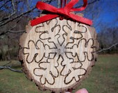 Primitive Wood burned Snowflake on Walnut