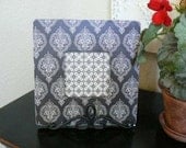 Vintage Picture Frame... Designer Print in Black and Cream Damask... Wedding Decoration, Home Decor, Wall Hanging... Great Wedding Gift