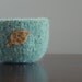 FREE SHIPPING - fuzzy seafoam green tweed felted wool bowl with eco felt tan leaf- gifts for coworkers, nature lovers, secret santa