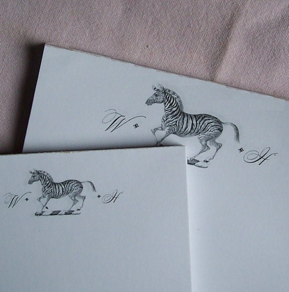 Zebra  Personalized Notepads Monogrammed with Initials Set of 2 Black and White Circus  Note Pads