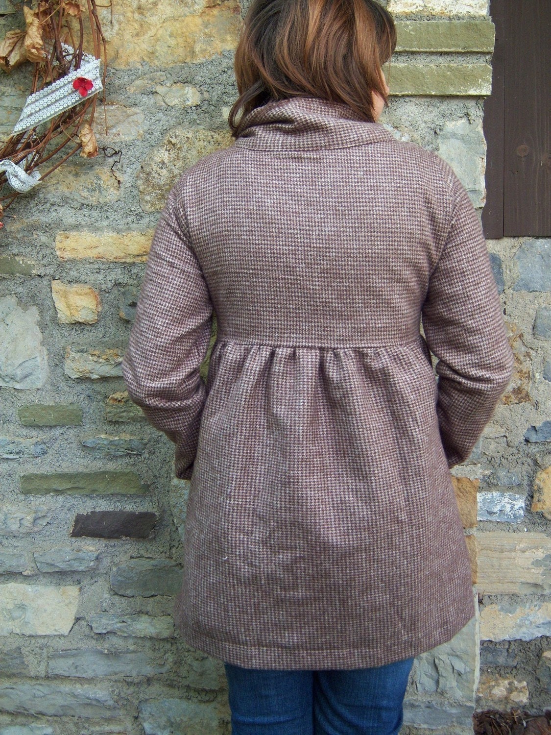 THANKSGIVING SALE solid coffee flannel long arbutina coat- custom