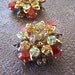 Estate Jewelry Vintage Earrings Multi Colored Crystal Clip Ons
