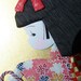 MOVING SALE Vintage Home Decor Japanese Paper Art, Wall Hanging Little Girl in a Kimono Yuzen Washi Doll