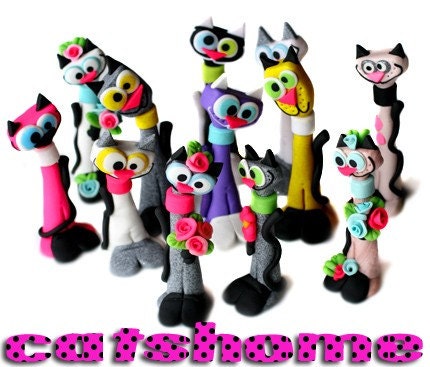 HAPPY FRIENDS . big size smiling cat sculptures by catshome