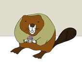 Beaver with a cupcake print