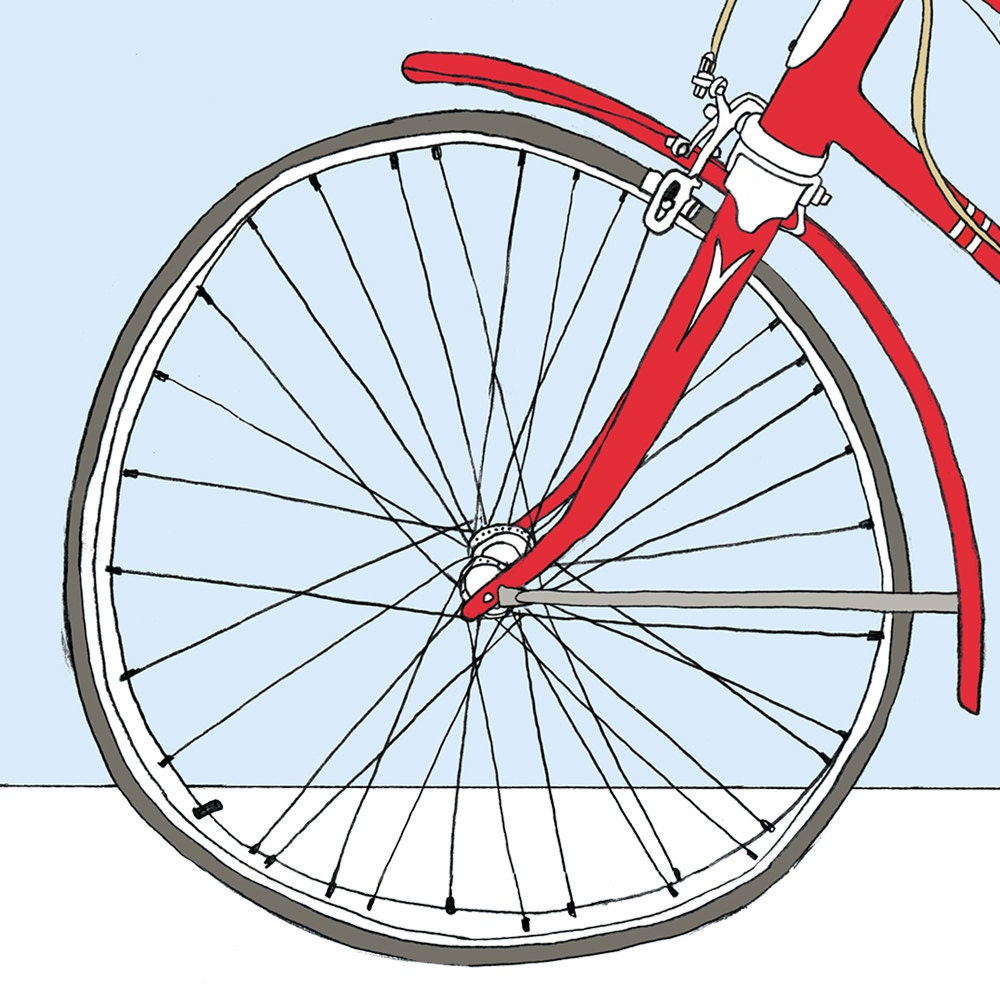 Bicycle Art. Vintage Red Schwinn print. 8x10 giclee print.