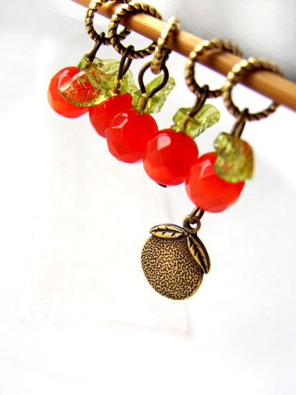 Orange Blossom Special - Five Handmade Stitch Markers - 5.0 mm (8 US) - Limited Edition