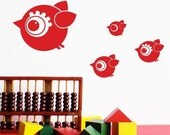 Set of 4 flying chicks wall decal