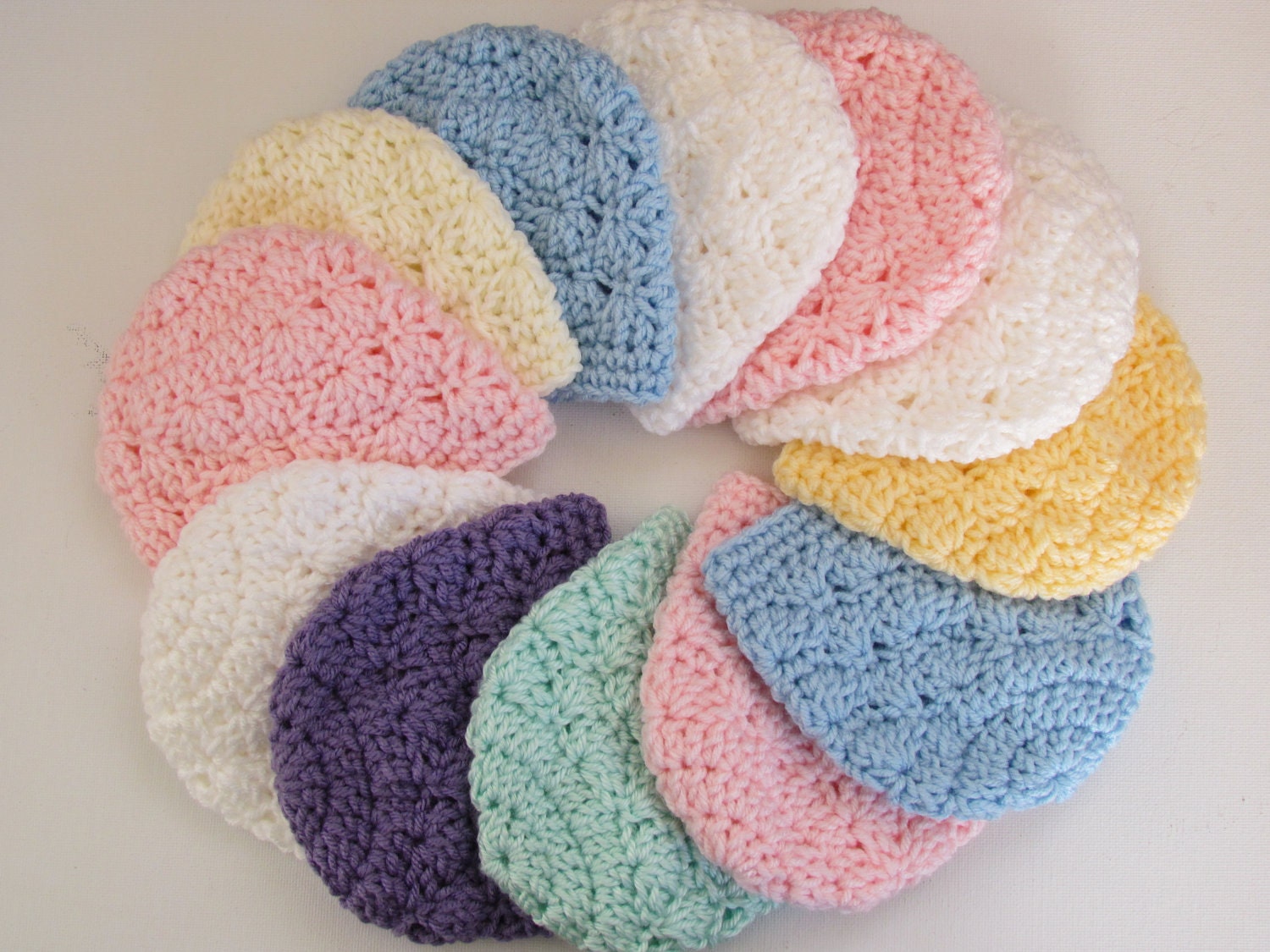 Newborn Hat Preemie Hat Crochet-Blue,White,Pink,Yellow,Lavender,Ivory,Green,You Choose, Direct Checkout