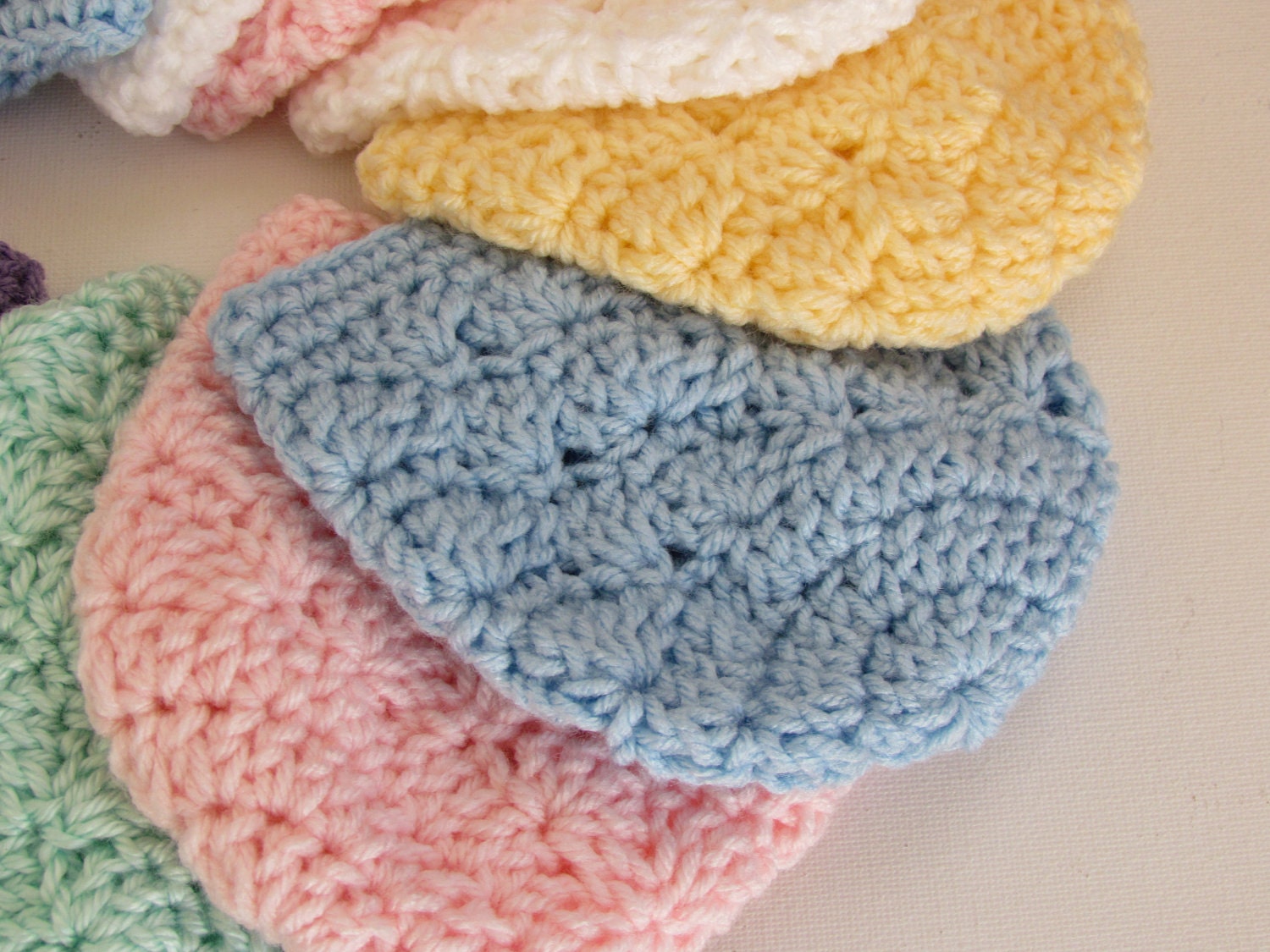 Newborn Hat Preemie Hat Crochet-Blue,White,Pink,Yellow,Lavender,Ivory,Green,You Choose, Direct Checkout