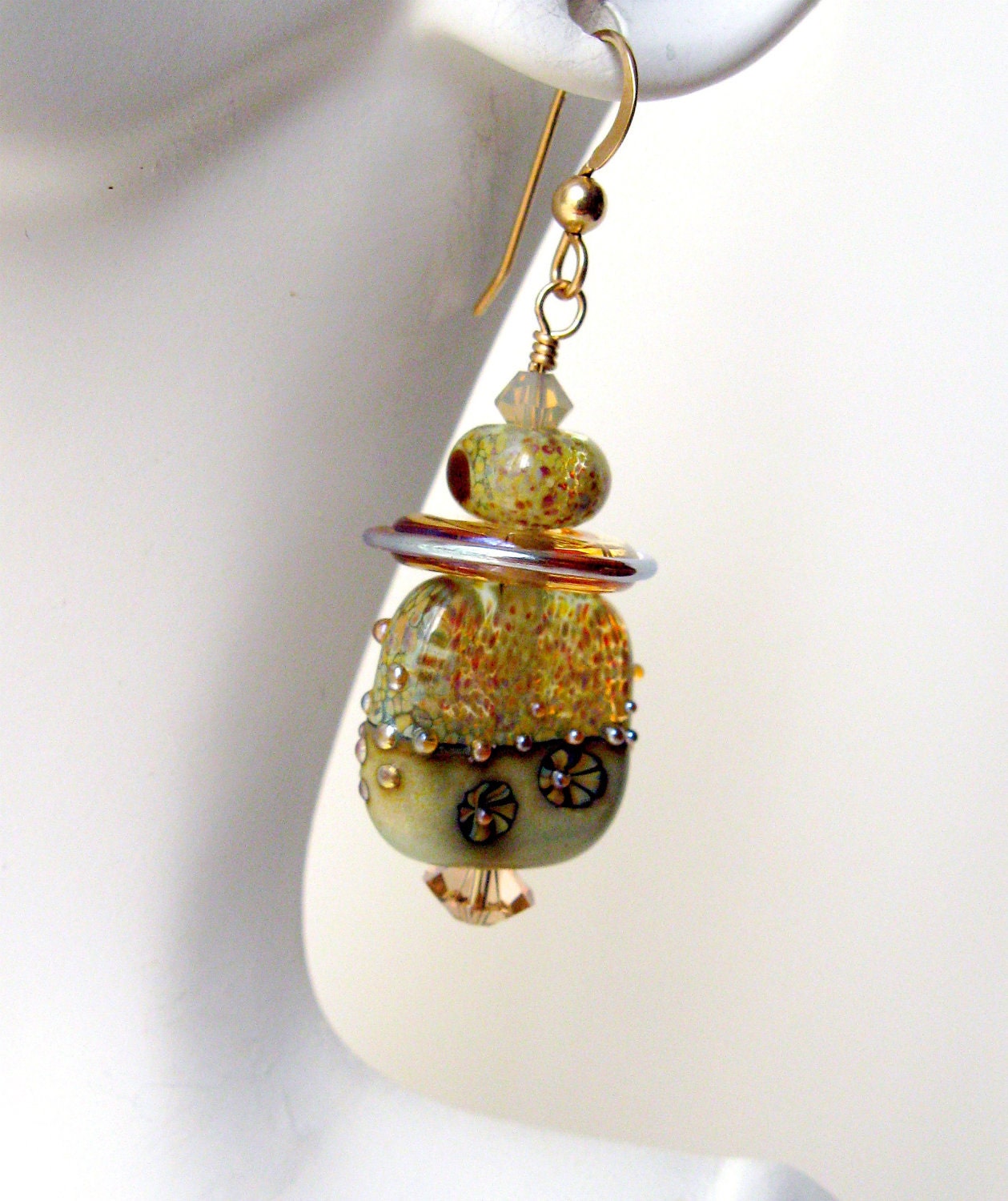 Handmade lampwork earrings. Ocean / nautical themed lampwork earrings with sea urchin design. Hypoallergenic.