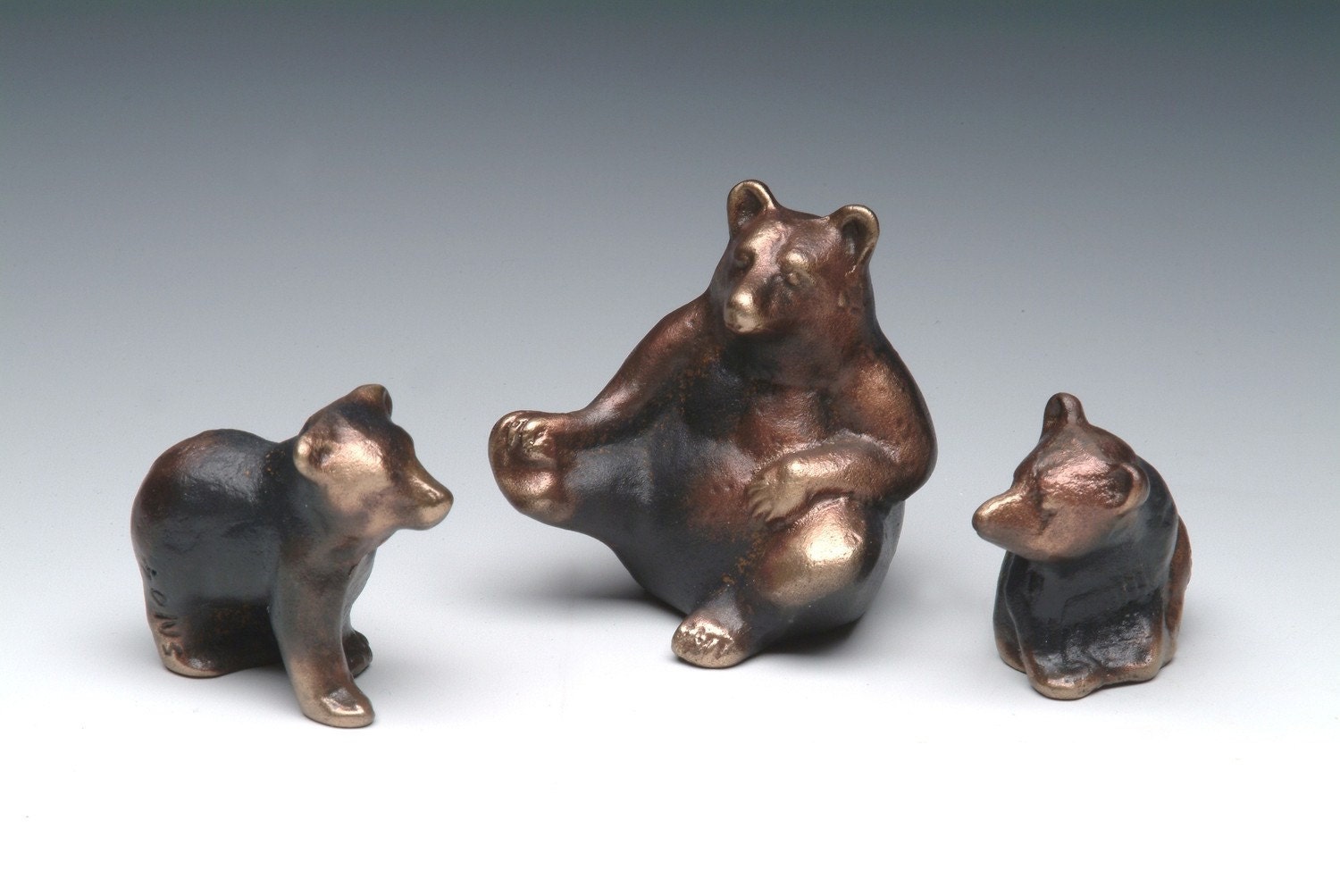 Mama Bear and Cubs, Case Bronze Family of Bears, Small Grouping