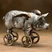 Flying Pig Coin Bank, Cast Aluminum with Bronze Wheels
