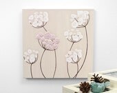 Baby Shower Gift - Baby Girl Nursery Art - Small Flower Painting - Pink and Brown Textured Canvas Art Decor - 10X10 - IN STOCK