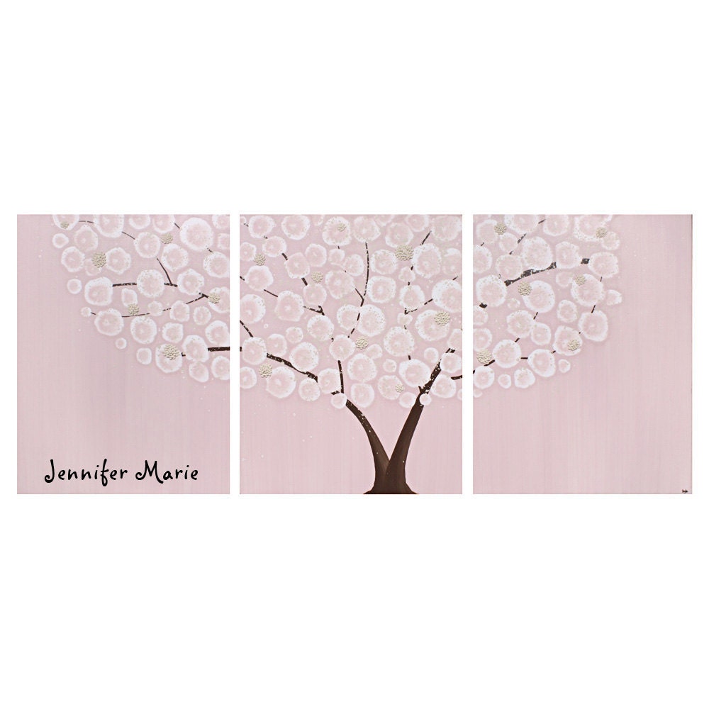 Personalized Nursery Art for Baby Girl Textured Tree Painting on