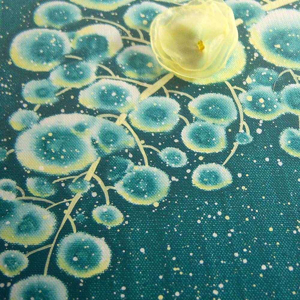 Embellished Painting - 32X20 Acrylic Triptych - Lemon Ice Flowering Branch