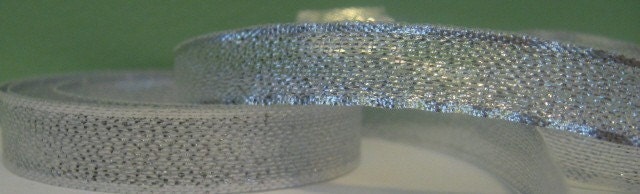 Sparkly  Metallic Silver Bling Ribbon in 1/4 inch wide