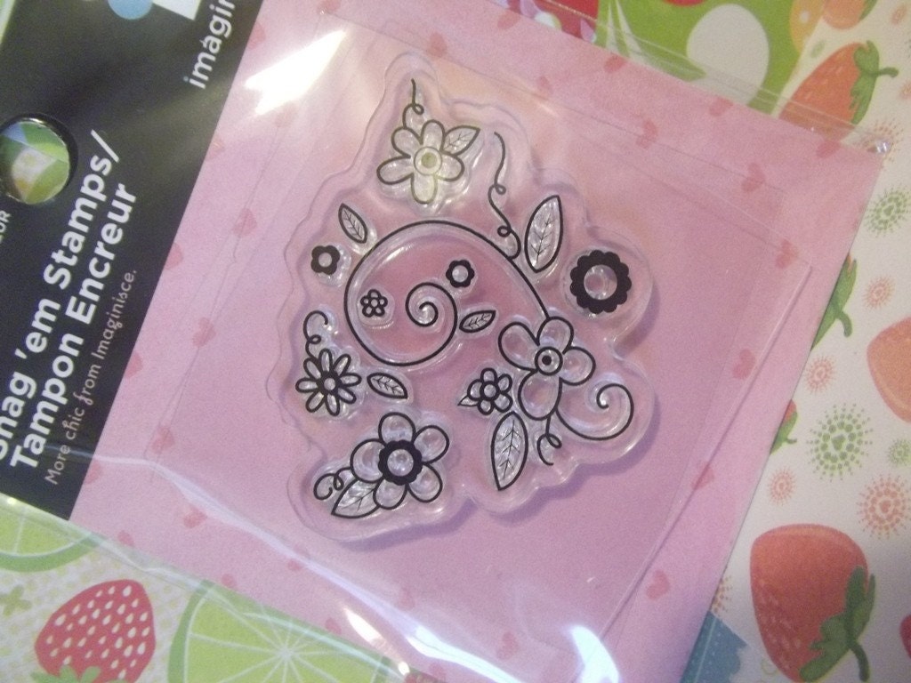 Sweet Paisley Swirl Love themed Fun Stamp Clear Cling Acrylic Mini Stamp Swirly Florish and Flowers so fun flower power