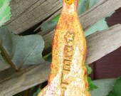 Gnome Ornament - Believe  Copper hanger glass orb trimmings Hang it in your garden