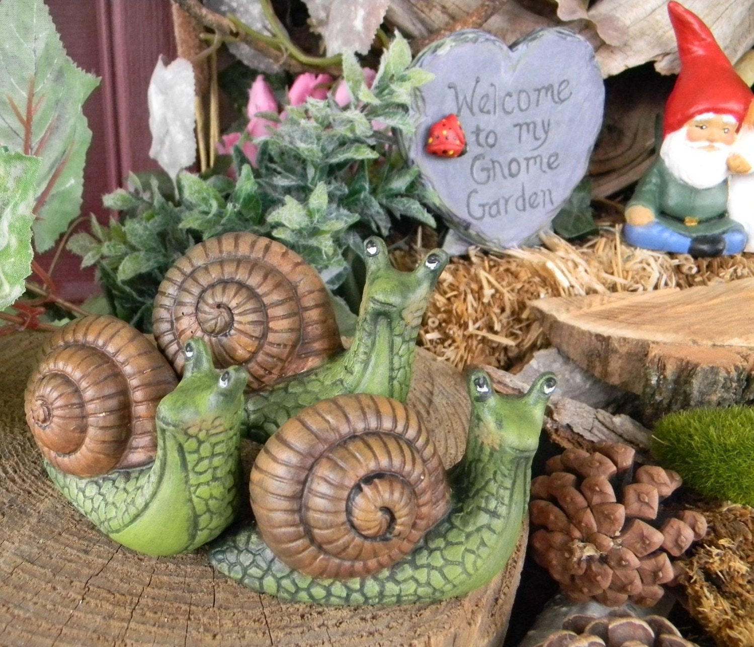 Ceramic Owl Garden Statue Fruit Yellow by EnchantdMushroomLand
