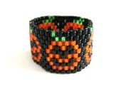 Peyote Ring Pumpkin Seed Bead Beaded Halloween Beadwork
