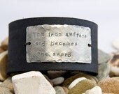 Leather cuff, handmade, the iron suffers and becomes