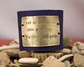 Leather Cuf, distressed, the strongest souls, 2 inch cuff