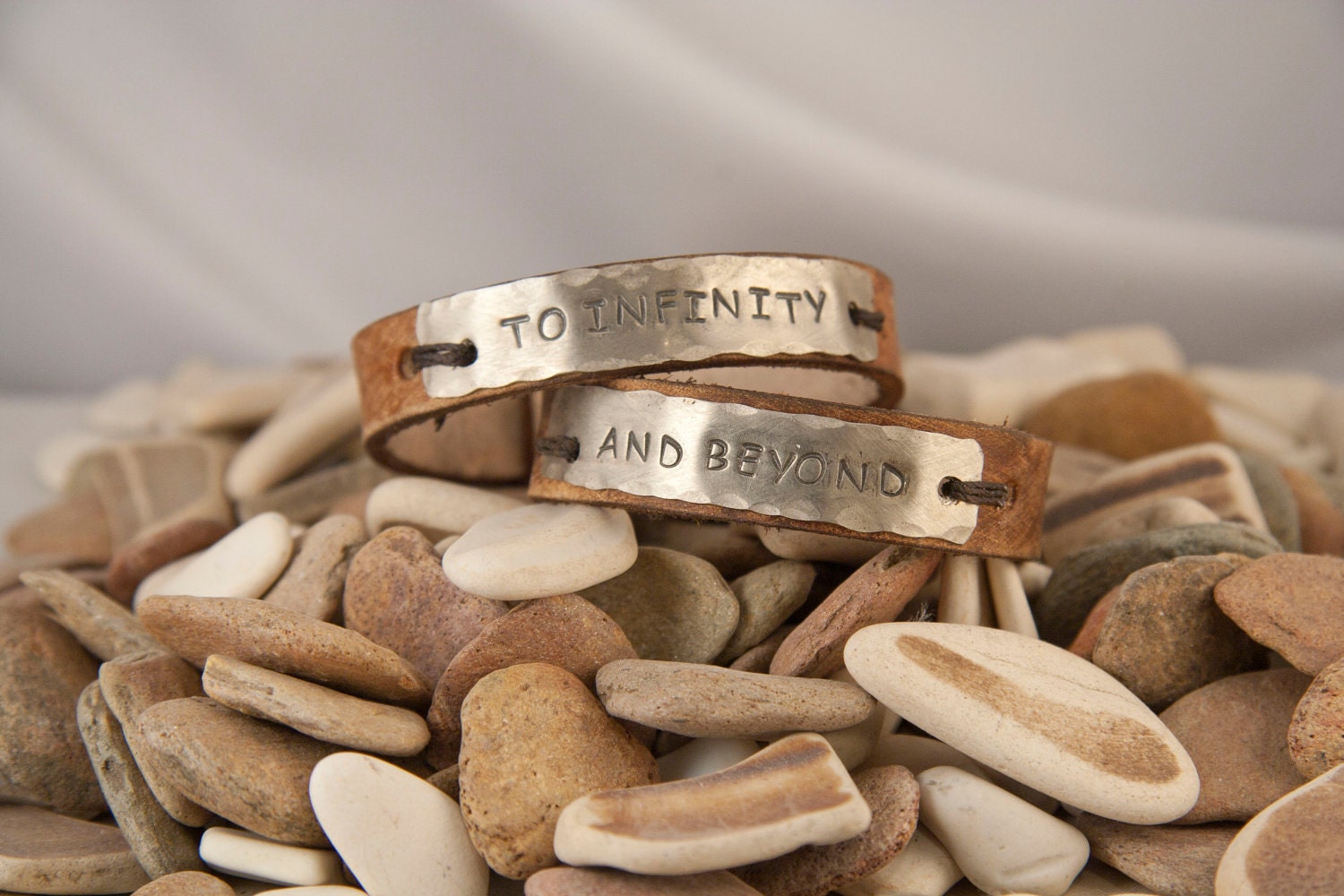 Leather cuff bracelet- to infinity and beyond  his and hers  pair - 1/2  inch