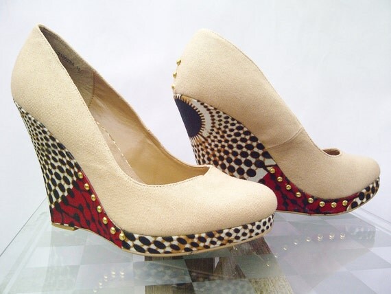 Beige Canvas Wedge