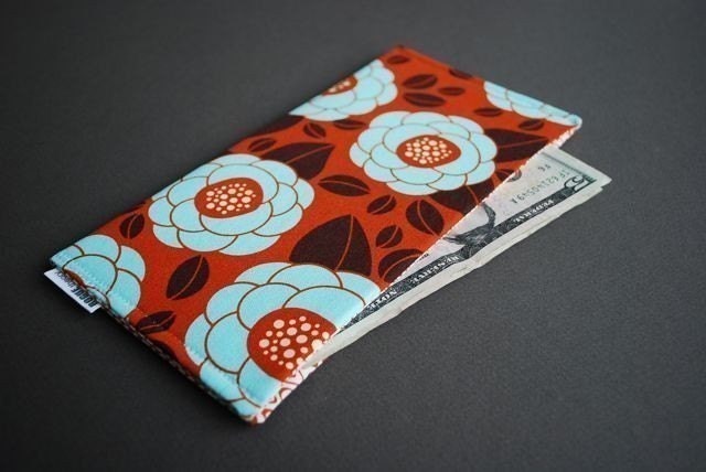 Receipt Holder / Cash Wallet / Coupon Holder - STASHER - Vintage Flower Orange