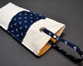 Wine Tote Wine Bottle Bag Case Carrier Holder - SINGLE BARREL - Anchors Navy