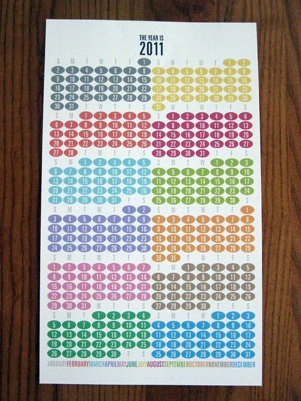 2011 Bubble Display Calendar // Free Shipping
